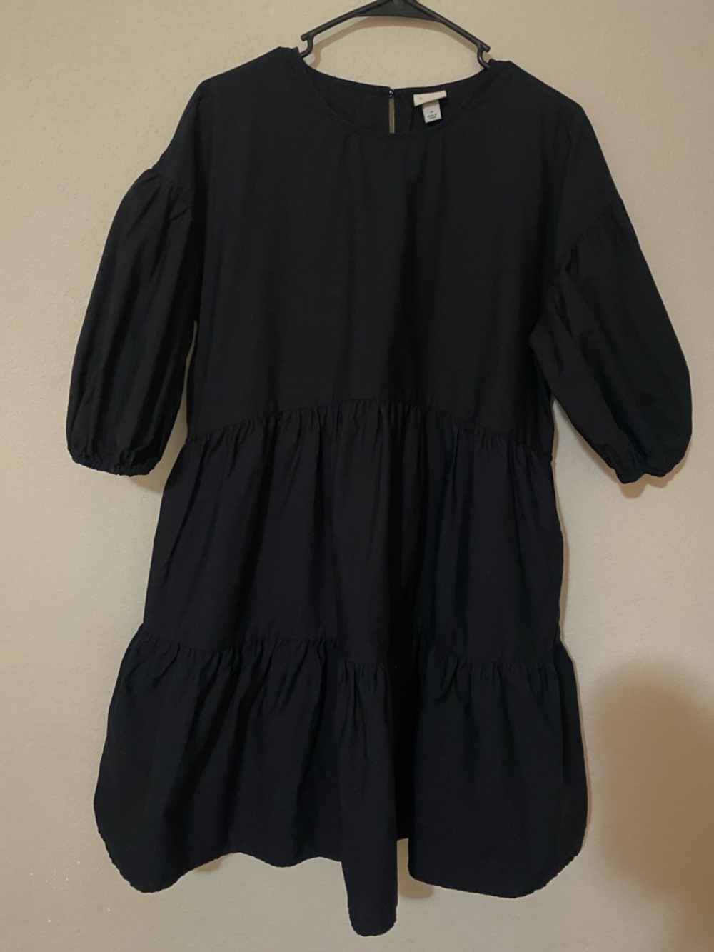 a new day Cotton Black Tiered Puff-Sleeve Casual Dress - Picture 2 of 10